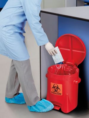 Biohazard Step-On Waste Can - 6 Gallon H-5191 - ULINE