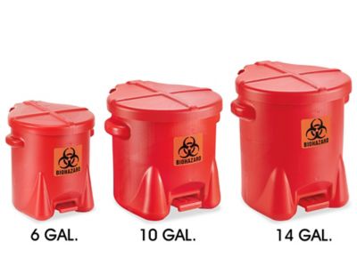 Toter® Biohazard Trash Can with Wheels - 96 Gallon H-10759 - Uline