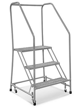 3 Step Safety Angle Rolling Ladder - Assembled with 12" Top Step H-5209-12