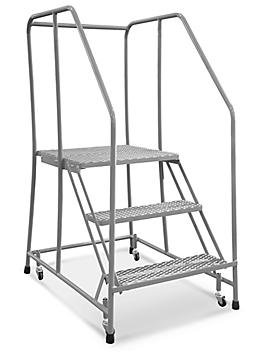 3 Step Safety Angle Rolling Ladder - Assembled with 24" Top Step H-5209-24