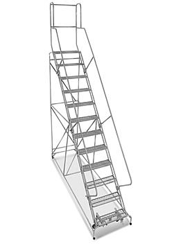 12 Step Safety Angle Rolling Ladder - Unassembled with 12" Top Step H-5210-12