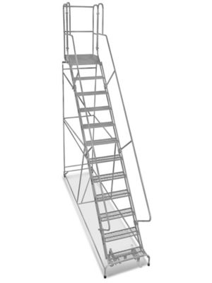 12 Step Safety Angle Rolling Ladder - Unassembled with 24" Top Step H-5210-24