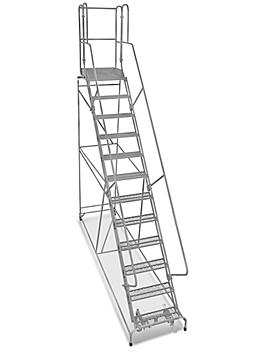 12 Step Safety Angle Rolling Ladder - Unassembled with 24" Top Step H-5210-24