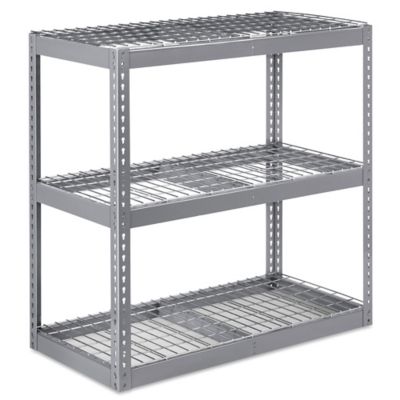 Mecalux Wide Span Shelving, Add-On Unit with Wire Decking 8'H x 8'W x 24''D, 3 Shelf Levels