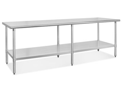 Standard Stainless Steel Worktable with Bottom Shelf - 96 x