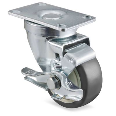 Polyurethane Caster for Basket Trucks - Swivel with Brake, 3 x 1 1/4" H-5372SWB