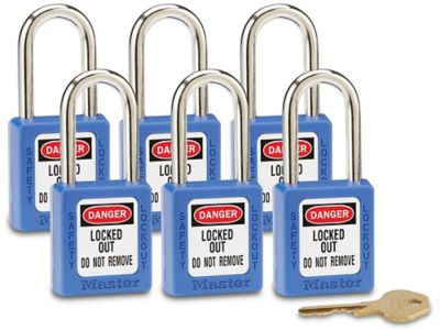 Master Lock® Lockout Padlock - Keyed Alike, 1 1/2 Shackle, Blue H