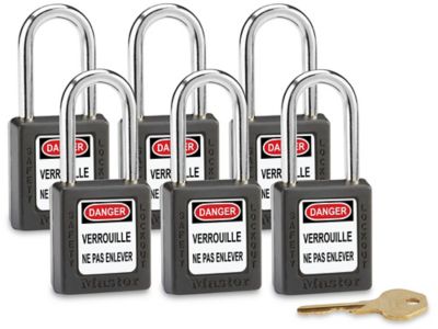 Master Lock&reg; Lockout Padlock- Keyed Alike, 1 1/2" Shackle, Black H-5389BL