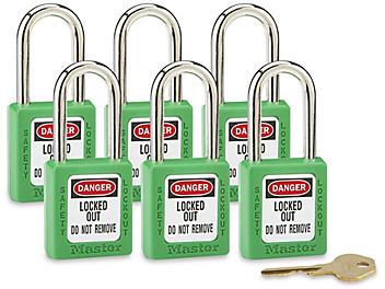 Master Lock&reg; Lockout Padlock - Keyed Alike, 1 1/2" Shackle, Green H-5389G