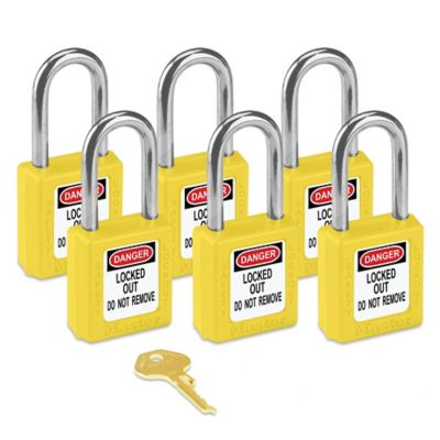 Master Lock® Lockout Padlock - Keyed Alike, 1 1/2 Shackle, Yellow H-5389Y  - Uline