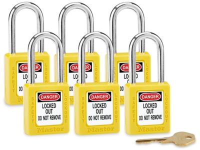 Master Lock&reg; Lockout Padlock - Keyed Alike, 1 1/2" Shackle, Yellow H-5389Y