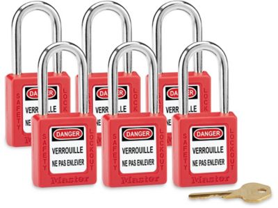  Master Lock<sup><small>MD</small></sup> – Cadenas pour cadenassage – Ensemble de 6 avec clés identiques, arceau de 1 1/2 po