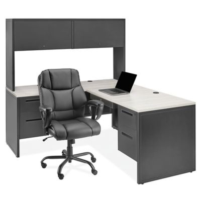 Big and Tall Leather Chair - Black H-5522BL - ULINE