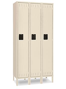 Uline Industrial Lockers - Single Tier, 3 Wide, Assembled, 45" Wide, 18" Deep, Tan H-5529AT