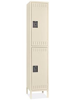 Uline Industrial Lockers - Double Tier, 1 Wide, Unassembled, 15" Wide, 18" Deep, Tan H-5532T