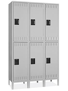 Industrial Lockers - Double Tier, 3 Wide, Assembled, 45" Wide, 18" Deep, Gray H-5533AGR