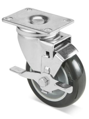 Standard Polyurethane Caster - Swivel with Brake, 4 x 1 1/4" H-5539SWB