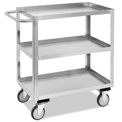 Welded Stainless Steel Cart - 36 x 18 x 35", 3 Shelf H-5546