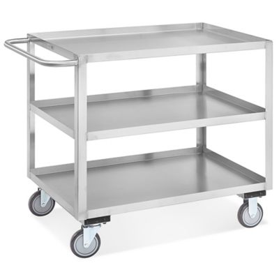 Welded Stainless Steel Cart - 42 x 24 x 35", 3 Shelf H-5547