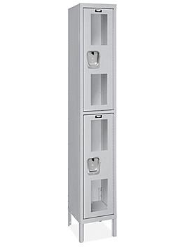 Clear-View Locker - Double Tier, 1 Wide, Assembled, 12" Wide, 18" Deep, Gray H-5550AGR