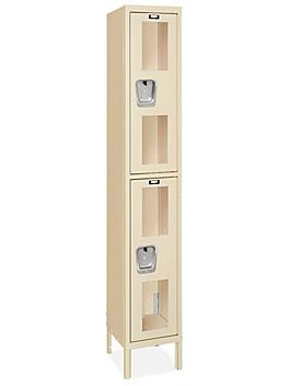 Clear-View Locker - Double Tier, 1 Wide, Unassembled, 12" Wide, 18" Deep, Tan H-5550T