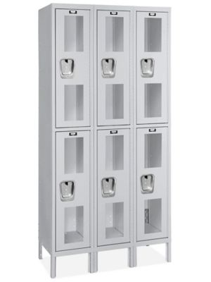 Clear-View Locker - Double Tier, 3 Wide, Assembled, 36" Wide, 18" Deep, Gray H-5551AGR