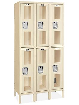 Clear-View Locker - Double Tier, 3 Wide, Assembled, 36" Wide, 18" Deep, Tan H-5551AT