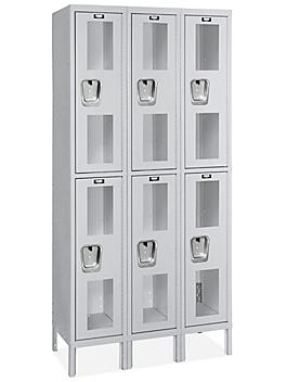 Clear-View Locker - Double Tier, 3 Wide, Unassembled, 36" Wide, 18" Deep, Gray H-5551GR