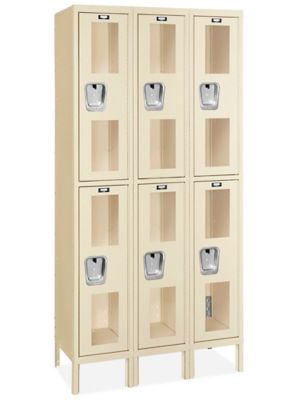 Clear-View Locker - Double Tier, 3 Wide, Unassembled, 36" Wide, 18" Deep, Tan H-5551T