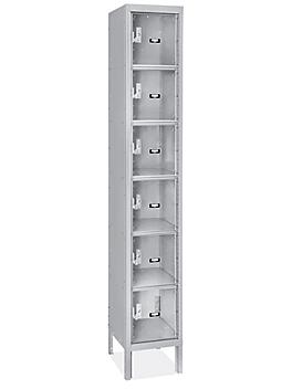 Clear-View Locker - Six Tier, 1 Wide, Assembled, 12" Wide, 18" Deep, Gray H-5552AGR