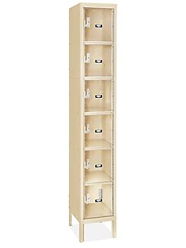 Clear-View Locker - Six Tier, 1 Wide, Assembled, 12" Wide, 18" Deep, Tan H-5552AT