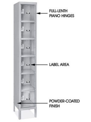 Clear-View Locker - Six Tier, 1 Wide, Unassembled, 12
