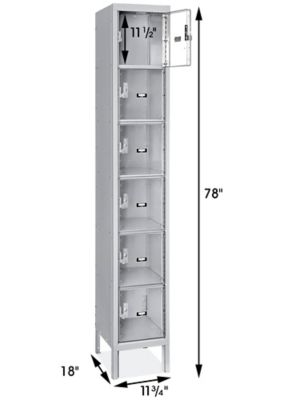 Clear-View Locker - Six Tier, 1 Wide, Unassembled, 12