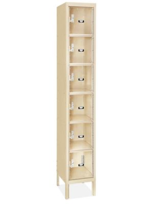 Clear-View Locker - Six Tier, 1 Wide, Unassembled, 12" Wide, 18" Deep, Tan H-5552T