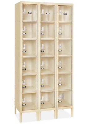 Clear-View Locker - Six Tier, 3 Wide, Unassembled, 36" Wide, 18" Deep, Tan H-5553T