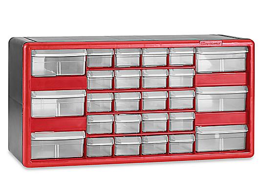 Plastic Parts Cabinet - 26 Drawer, 20 x 7 x 11, Red H-5578R - Uline
