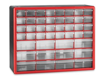 Plastic Parts Cabinet - 44 Drawer, 20 x 7 x 16", Red H-5579R