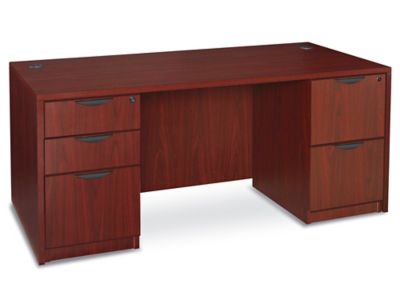 Classic Office Desk 66 x 30", Mahogany H5679 Uline