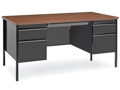 Black double deals pedestal desk