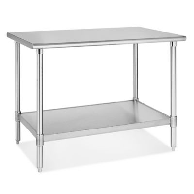 Deluxe Stainless Steel Worktable with Bottom Shelf - 48 x 30" H-5688