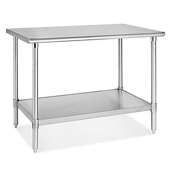 Deluxe Stainless Steel Worktable with Bottom Shelf - 48 x 30" H-5688