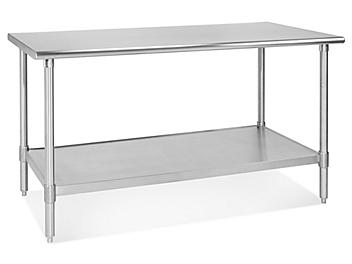 Deluxe Stainless Steel Worktable with Bottom Shelf - 60 x 30" H-5689