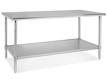 Deluxe Stainless Steel Worktable with Bottom Shelf - 72 x 30" H-5690