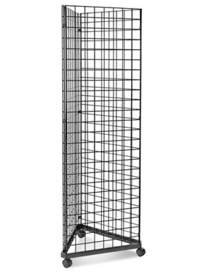 Gridwall Triangle Mobile Tower 2 x 2 x 6 1/2', Black H5703BL Uline