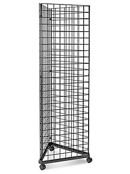 Gridwall Triangle Mobile Tower - 2 x 2 x 6 1/2', Black H-5703BL