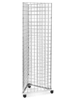 Gridwall Triangle Mobile Tower - 2 x 2 x 6 1/2', Chrome H-5703C