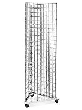 Gridwall Triangle Mobile Tower - 2 x 2 x 6 1/2', Chrome H-5703C