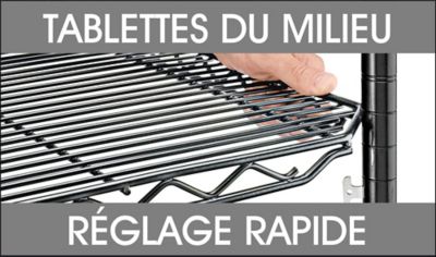 Rayonnage en fil de métal à réglage rapide