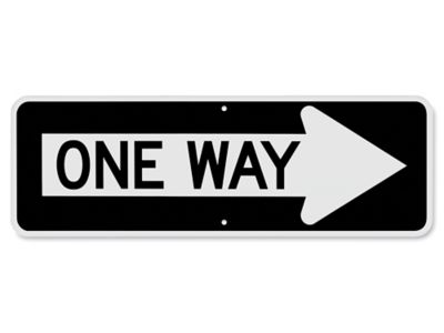 "One Way" with Right Arrow Sign - 36 x 12" H-5757