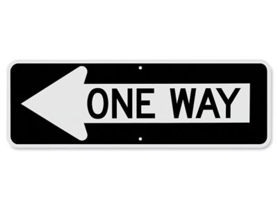 "One Way" with Left Arrow Sign - 36 x 12"